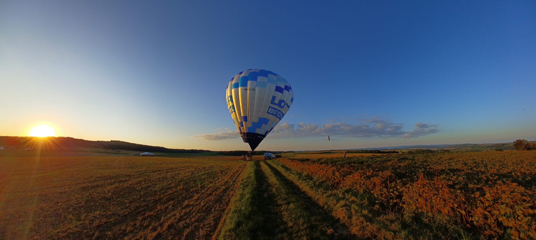 D-OLBL bei Sonnenuntergang auf dem Feld